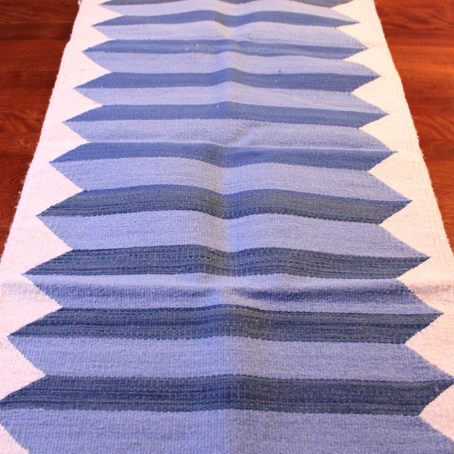Handwoven Wool Rug in Blue - Traditional Mexican Telar | Authentic Artisan Home Décor