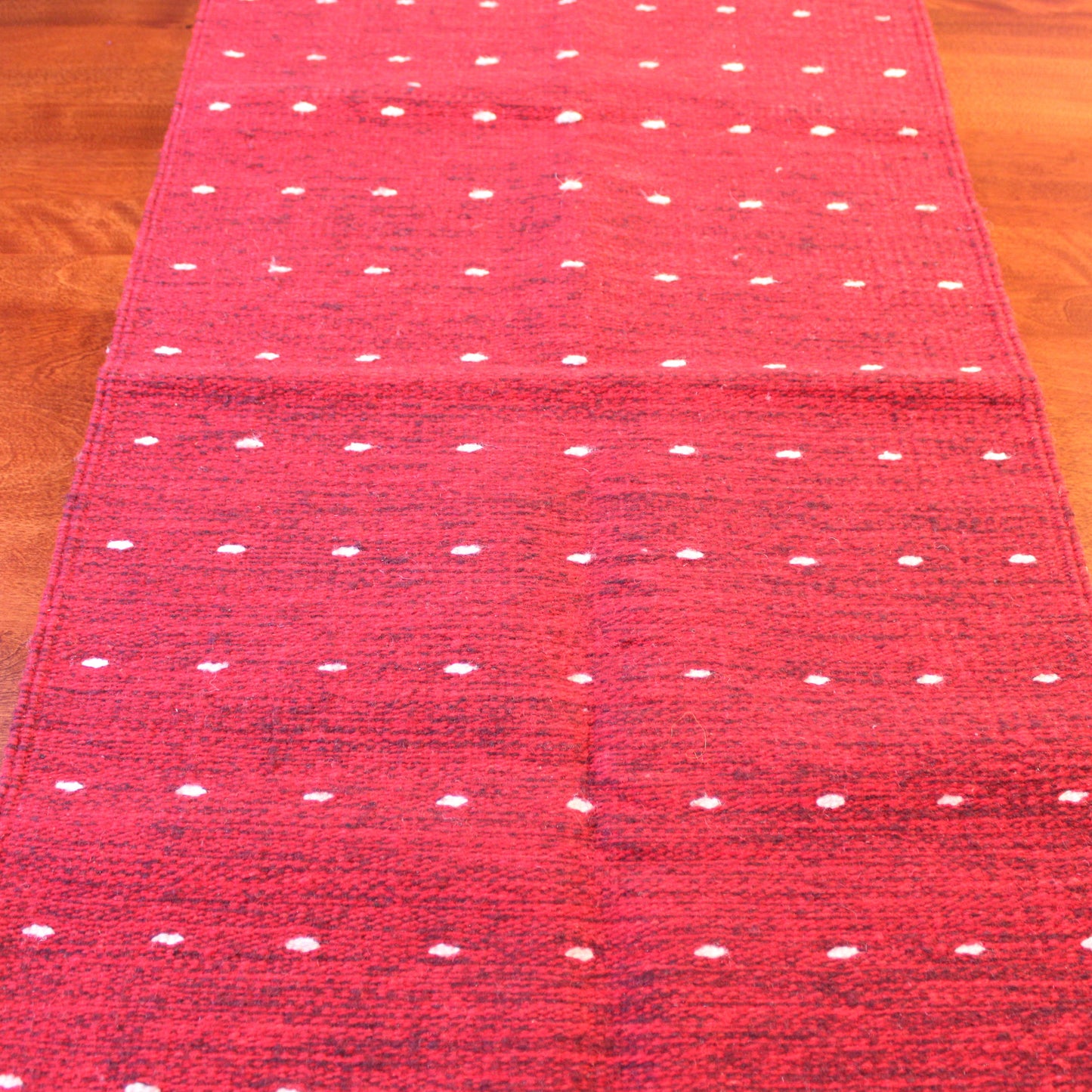 Handwoven Wool Rug in Red - Traditional Mexican Telar | Authentic Artisan Home Décor