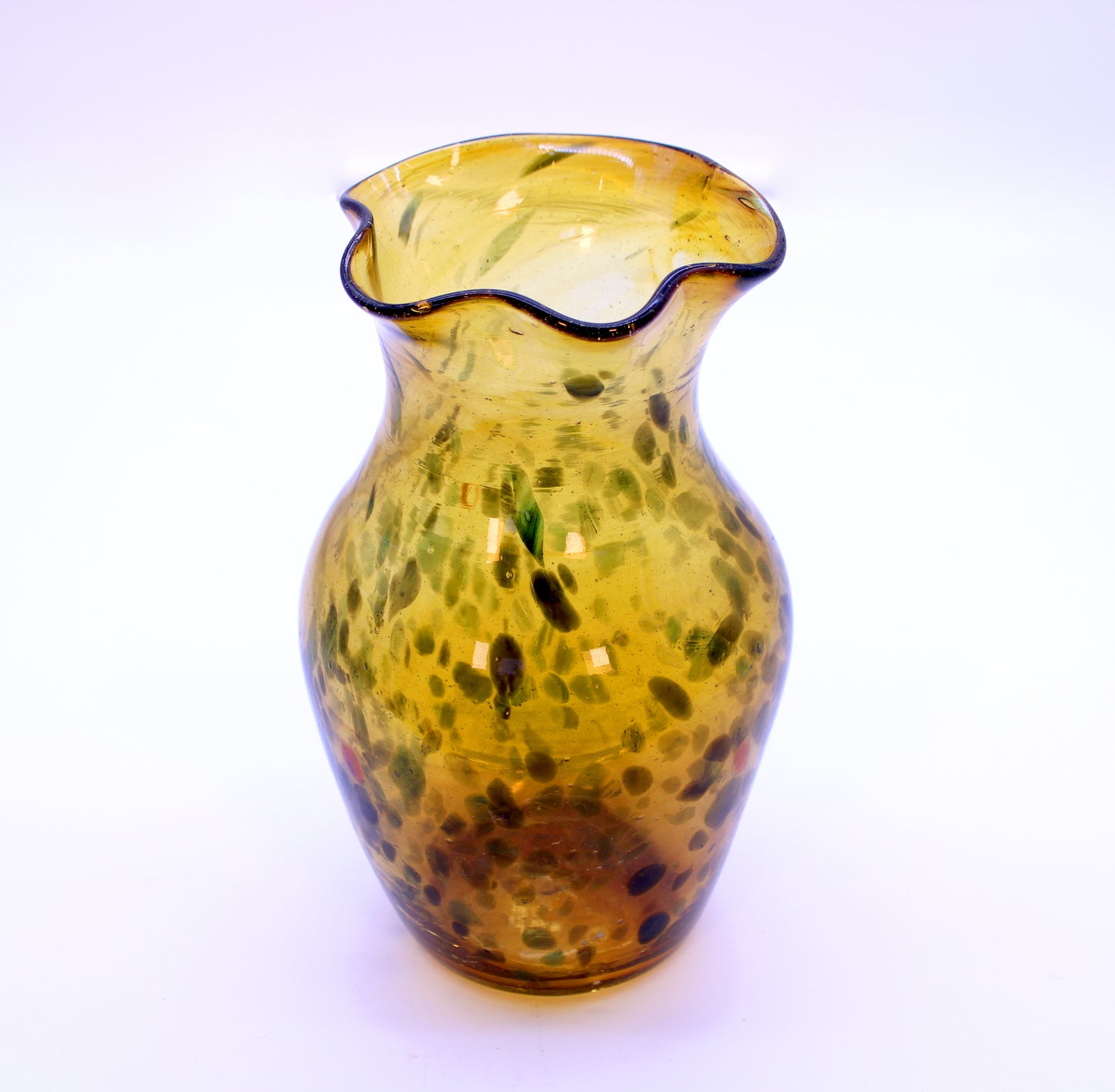Hand-blown glass flower vase large amber - Mexican artisan home décor