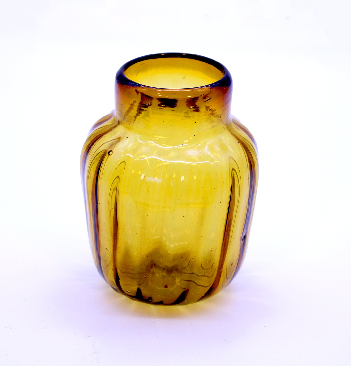 Hand-blown glass flower vase small amber - Mexican artisan home décor