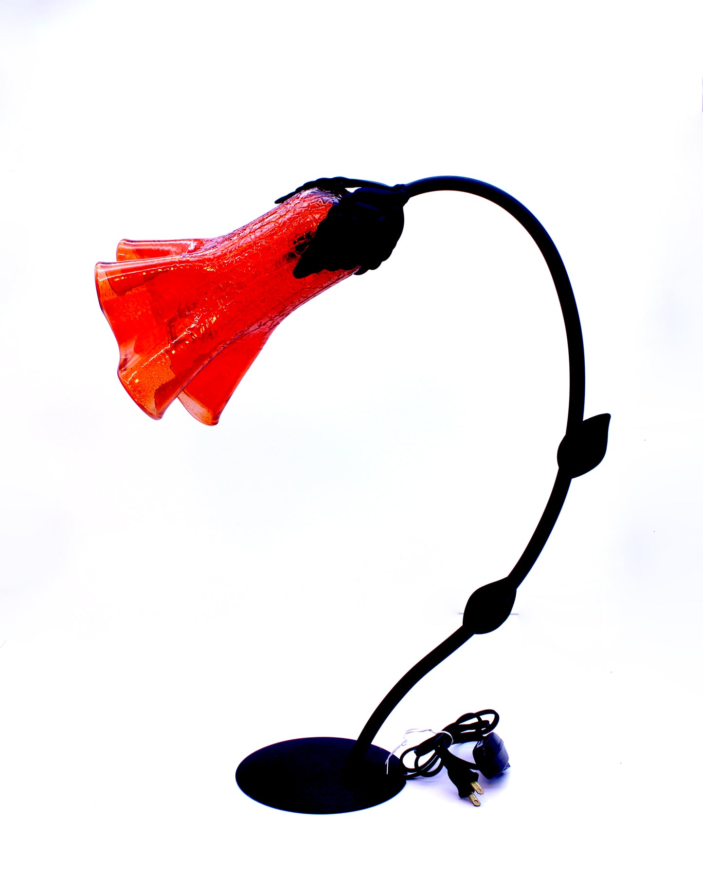 Hand-blown glass table lamp orange - artisan lighting Mexican handcrafted décor