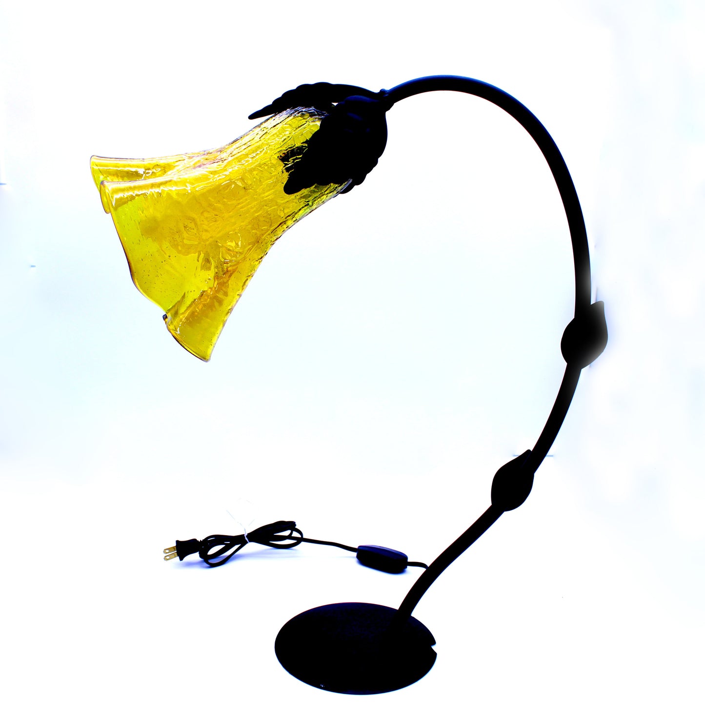 Hand-blown glass table lamp yellow - artisan lighting Mexican handcrafted décor
