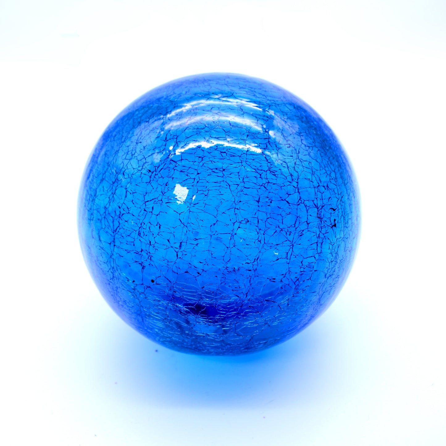 Hand-blown glass sphere light blue - decorative art Mexican artisan home décor