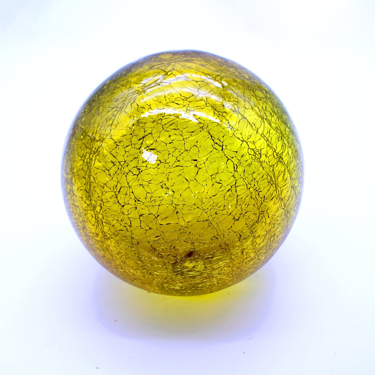 Hand-blown glass sphere yellow - decorative art Mexican artisan home décor