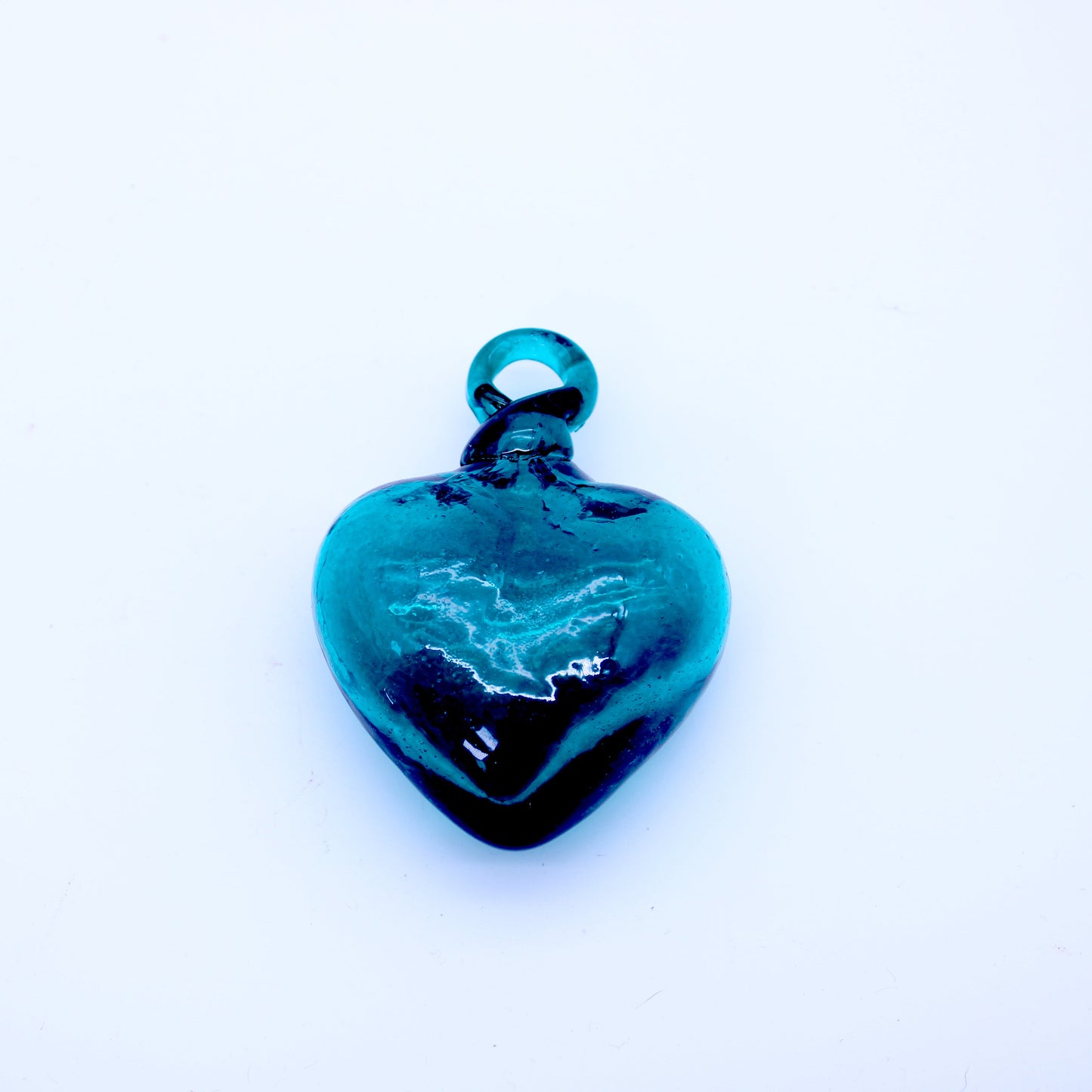 Mini Hand-Blown Glass Heart - Aqua Green | Mexican Artisan Glassware