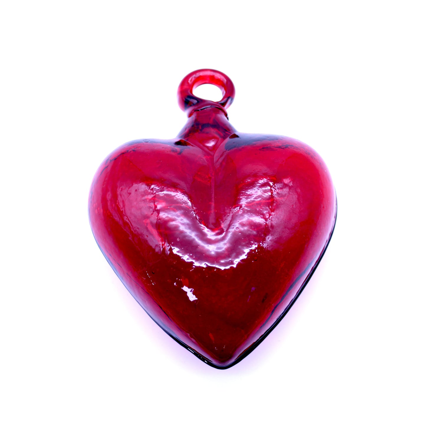 Small Hand-Blown Glass Heart - Red | Mexican Artisan Glassware