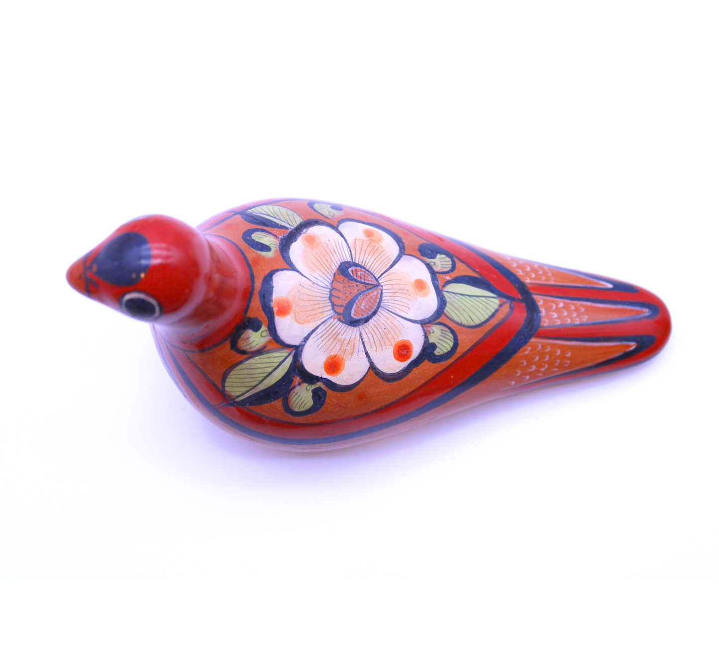 Hand-Painted Burnished Clay Red Pigeon - Mexican Folk Art Ceramic Figure