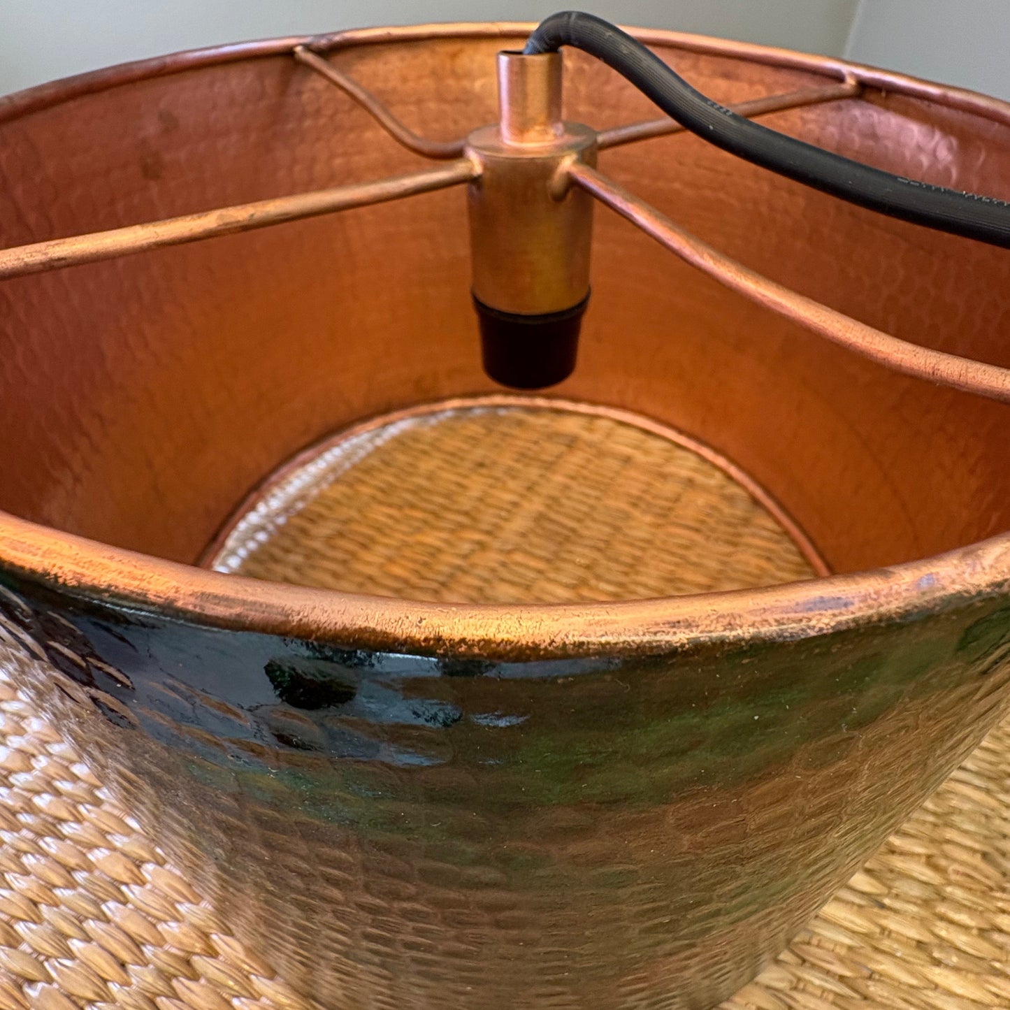 Hand-Hammered Copper Lamp Base with Patina Finish - Mexican Artisan Copperware