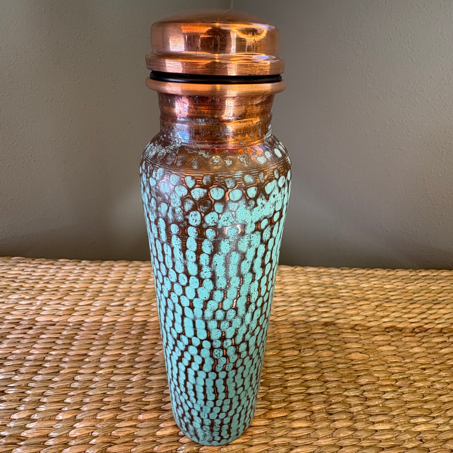 Hand-Hammered Copper Water Bottle 24oz III - Mexican Artisan Copperware