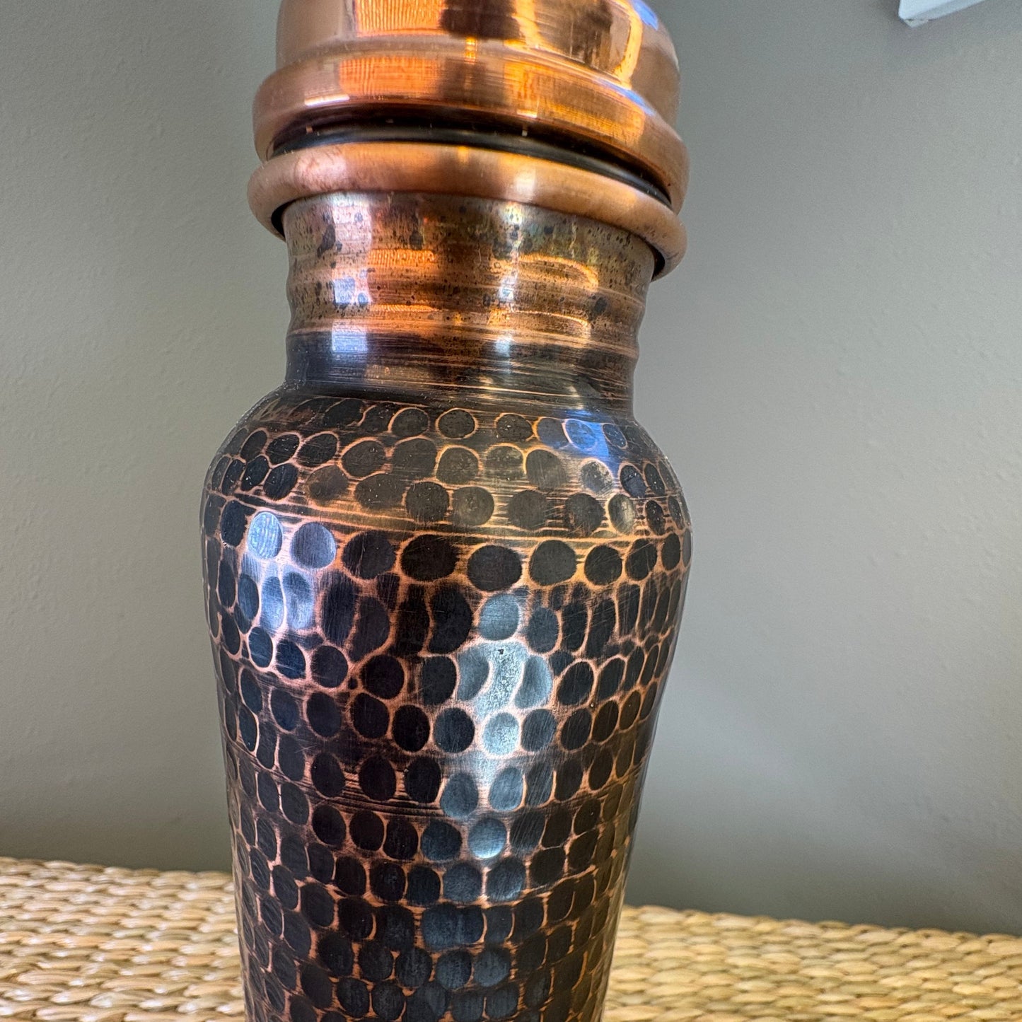 Hand-Hammered Copper Water Bottle 24oz II - Mexican Artisan Copperware