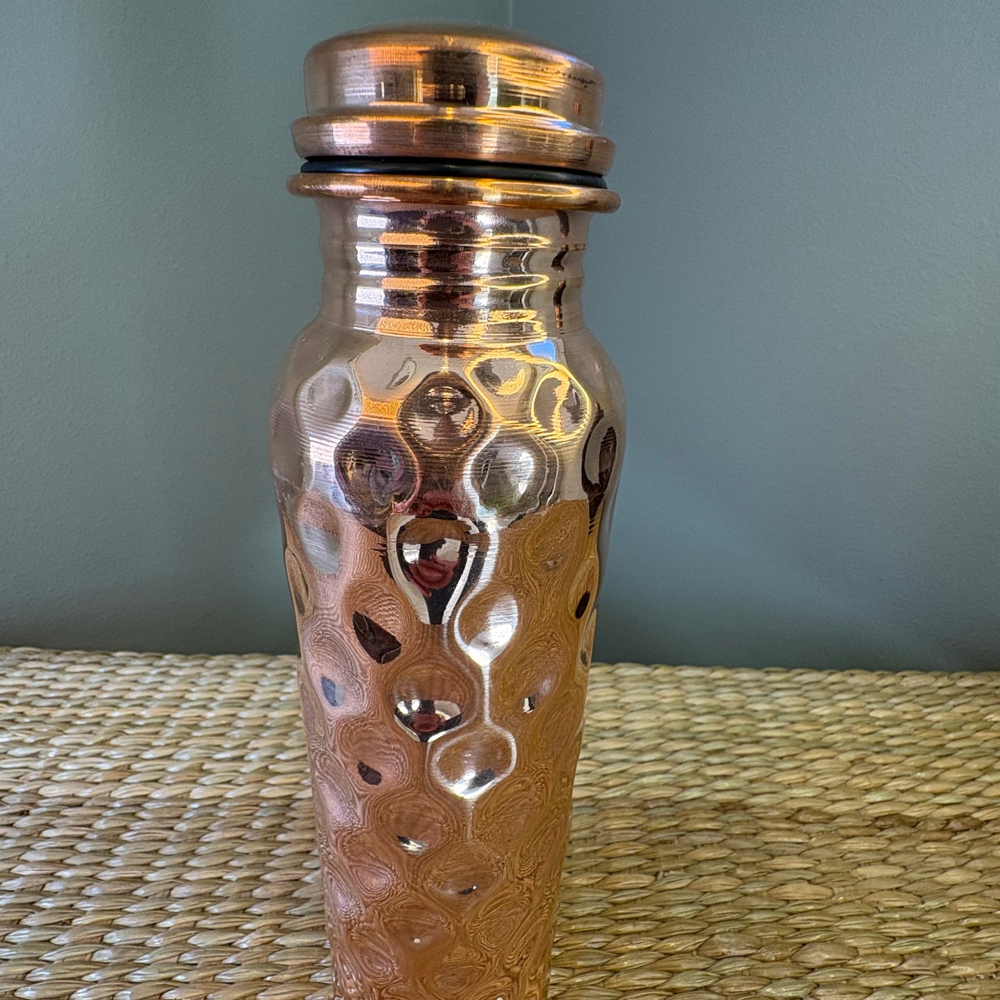 Hand-Hammered Copper Water Bottle 24oz VII - Mexican Artisan Copperware