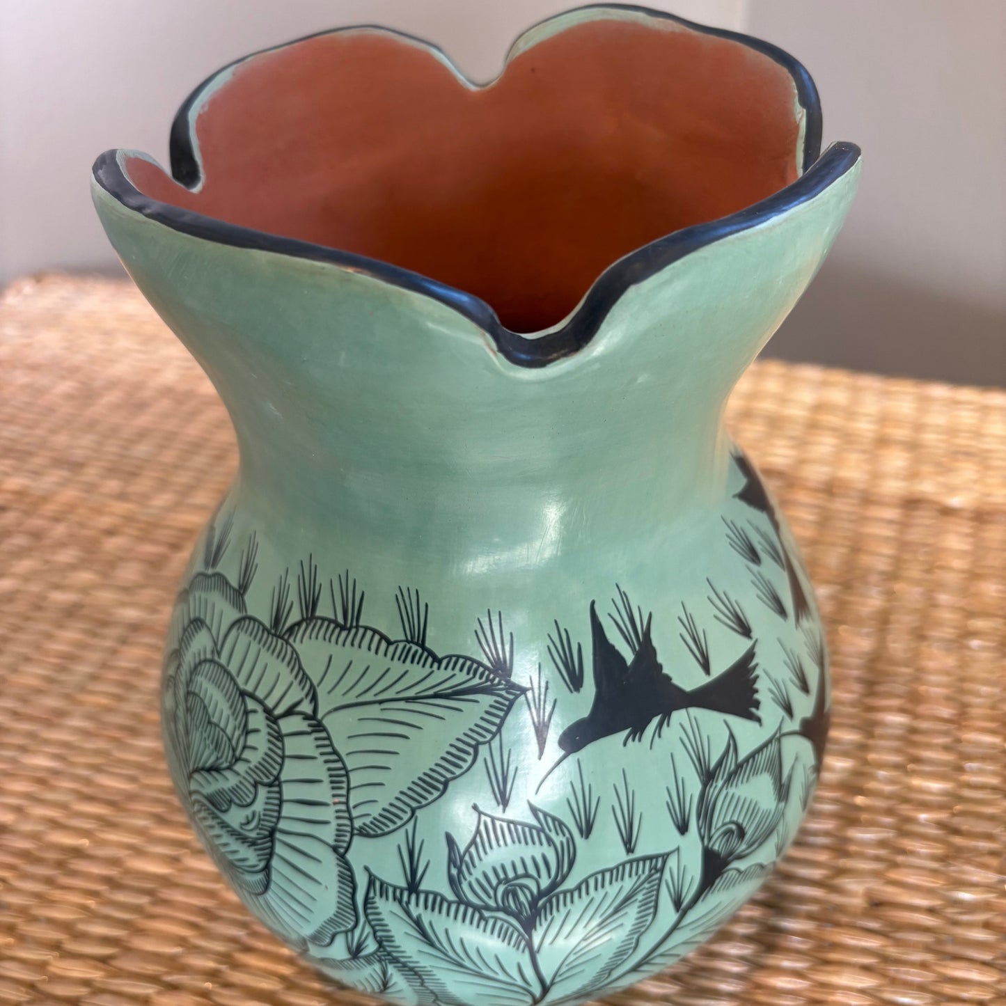 Hand-Painted Clay Vase - Michoacán | Authentic Mexican Folk Art Pottery