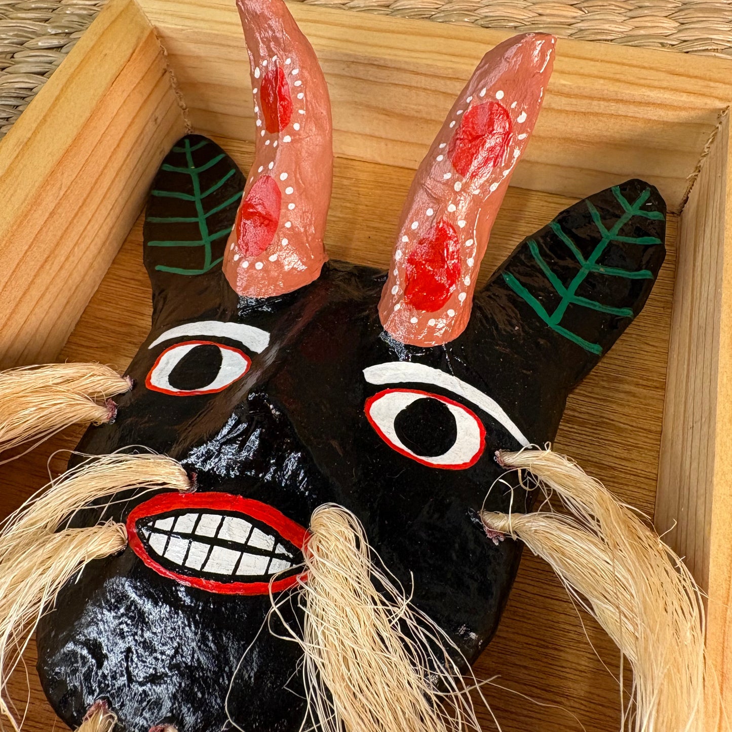 Cultural Collectible Mask - Hand-Carved Pine Wood | Mexican Folk Art & Local Folklore