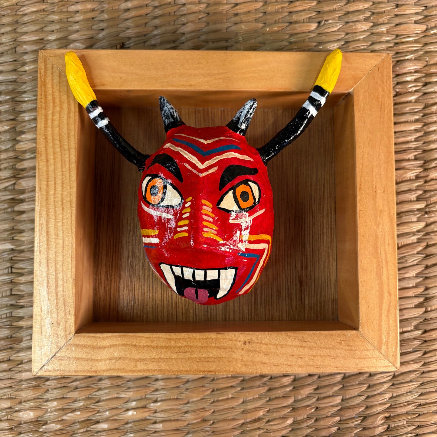 El Diablo Mask - Handcrafted Mexican Folk Art | Vibrant Devil Wall Mask