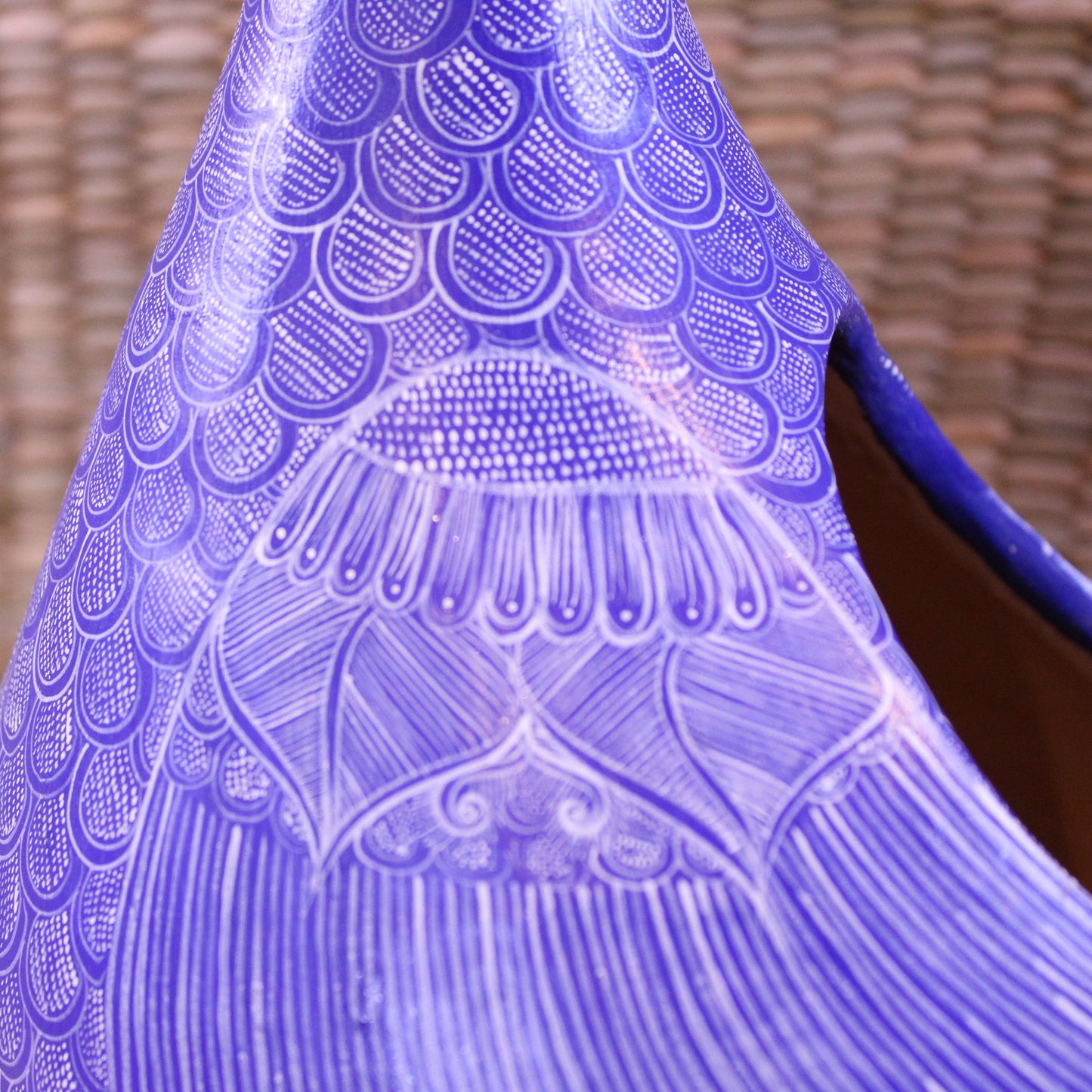 Medium decorative hen pot, hand paited in purple