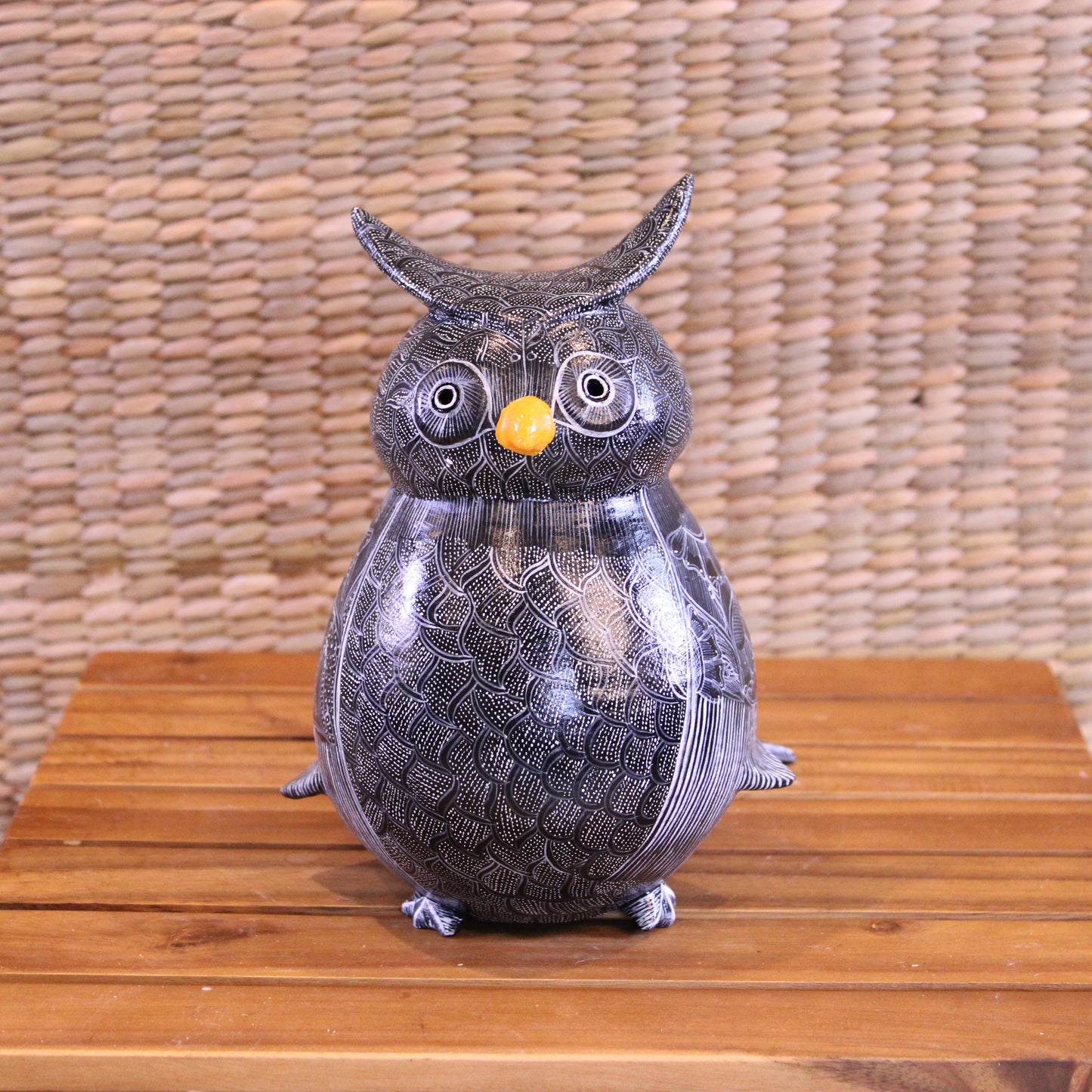 Hand-Painted Square Platter - Black (Large) | Mexican Folk Art Pottery