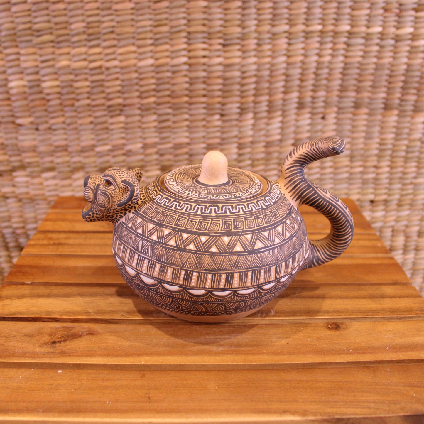 Hand painted jaguar sugar bowl