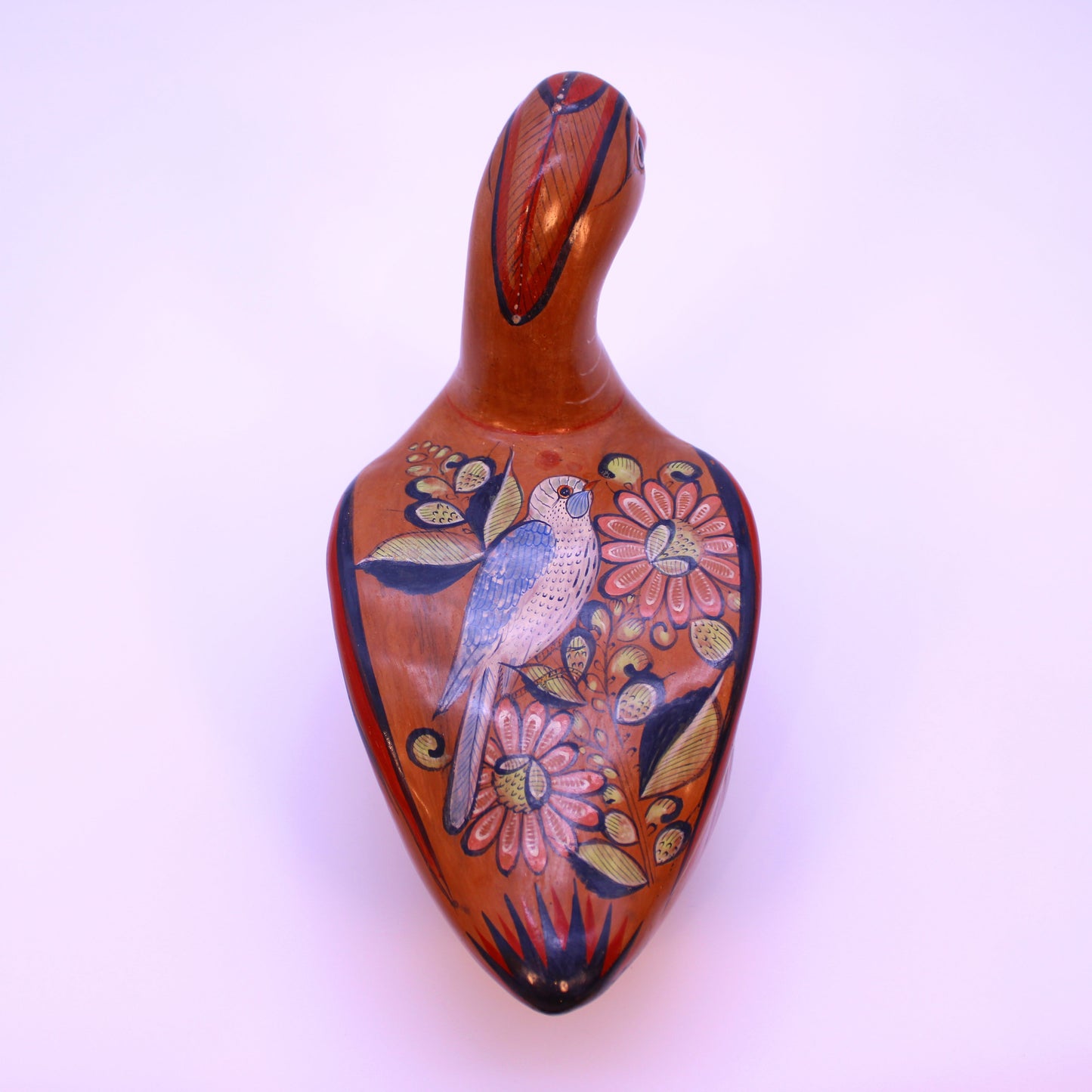 Hand-Painted Burnished Clay Red Duck - Beautiful Details | Mexican Folk Art Ceramic