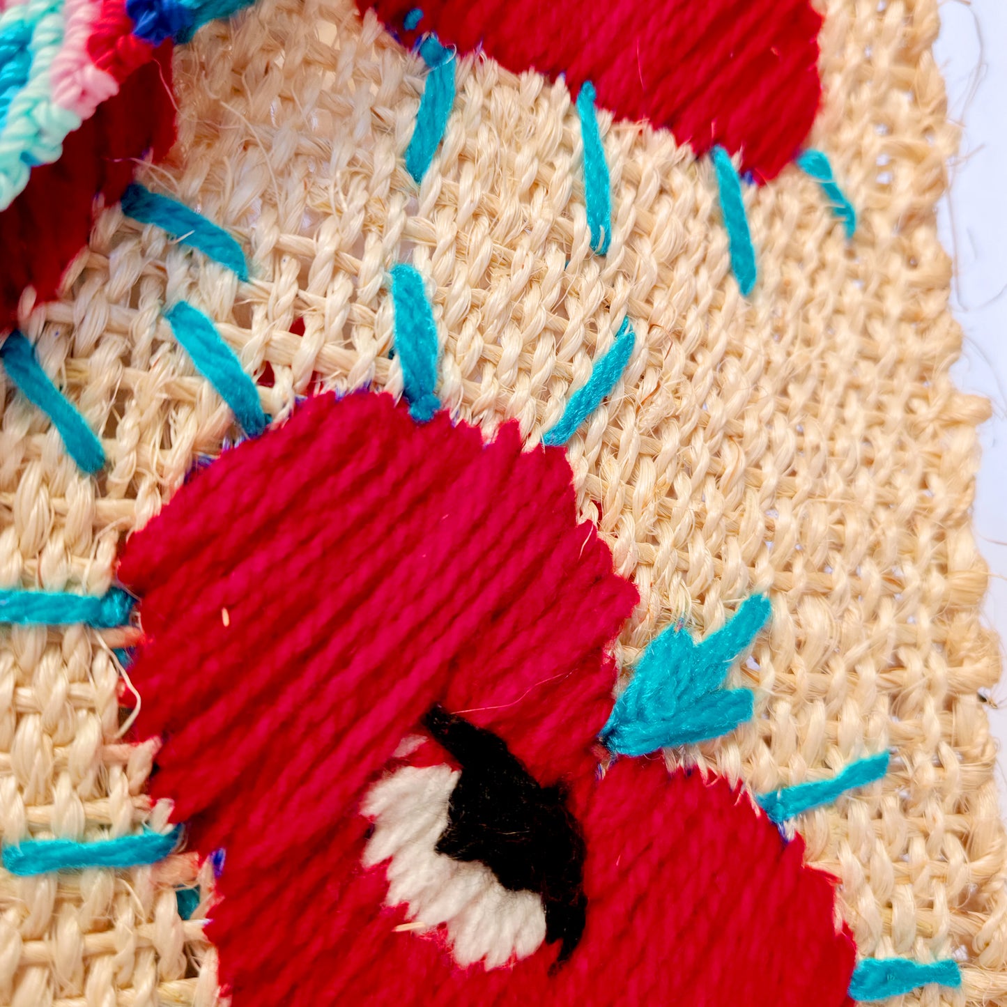 Handwoven jute handbag pattern - colorful Mexican artisan bag