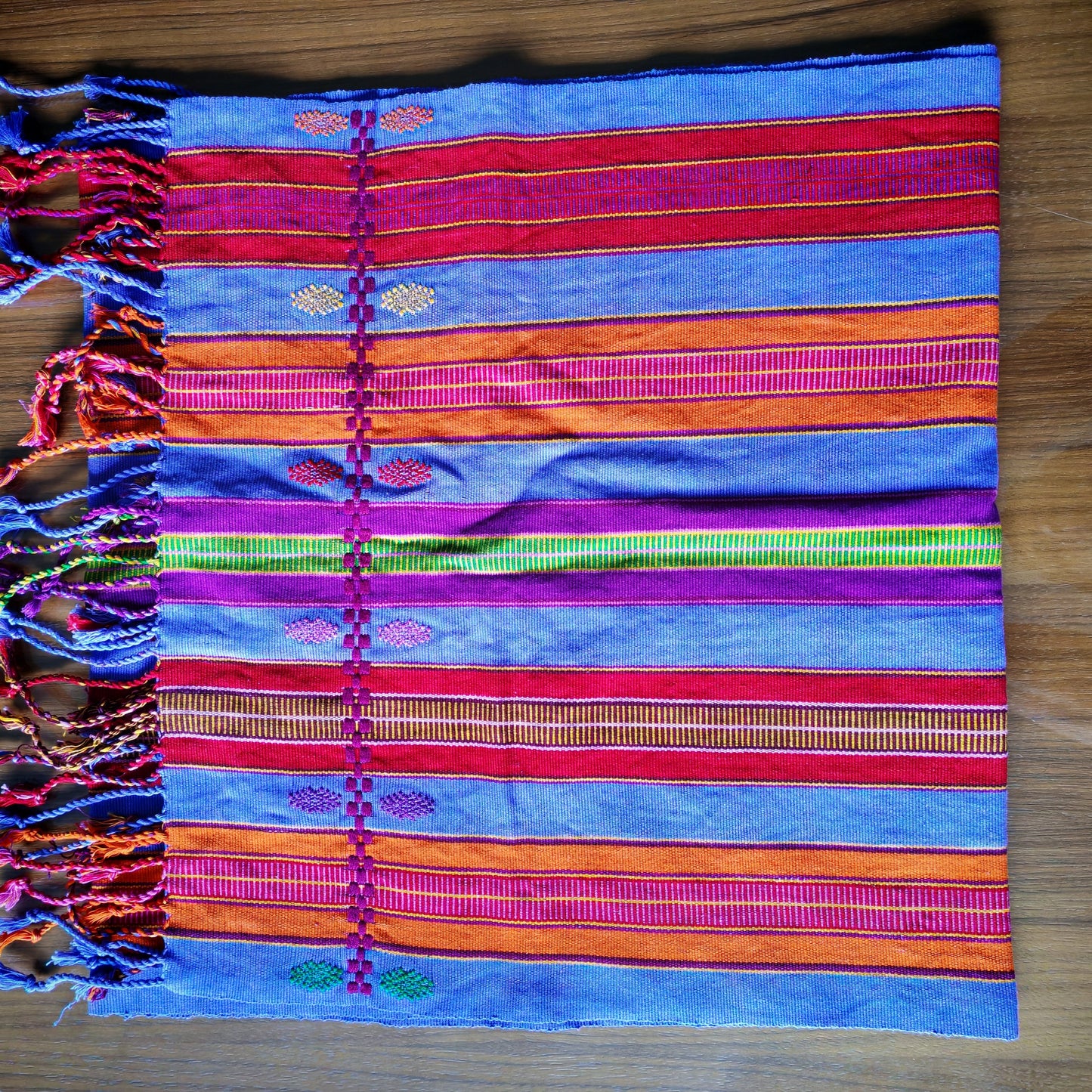 Traditional table runner close-up - handwoven Mexican textile art