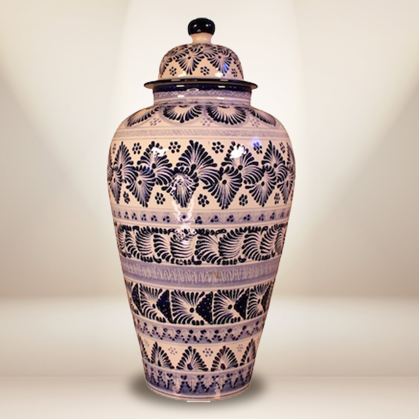 Hand-painted Talavera Tibor jar 23.5 inches - authentic Mexican pottery large decorative urn