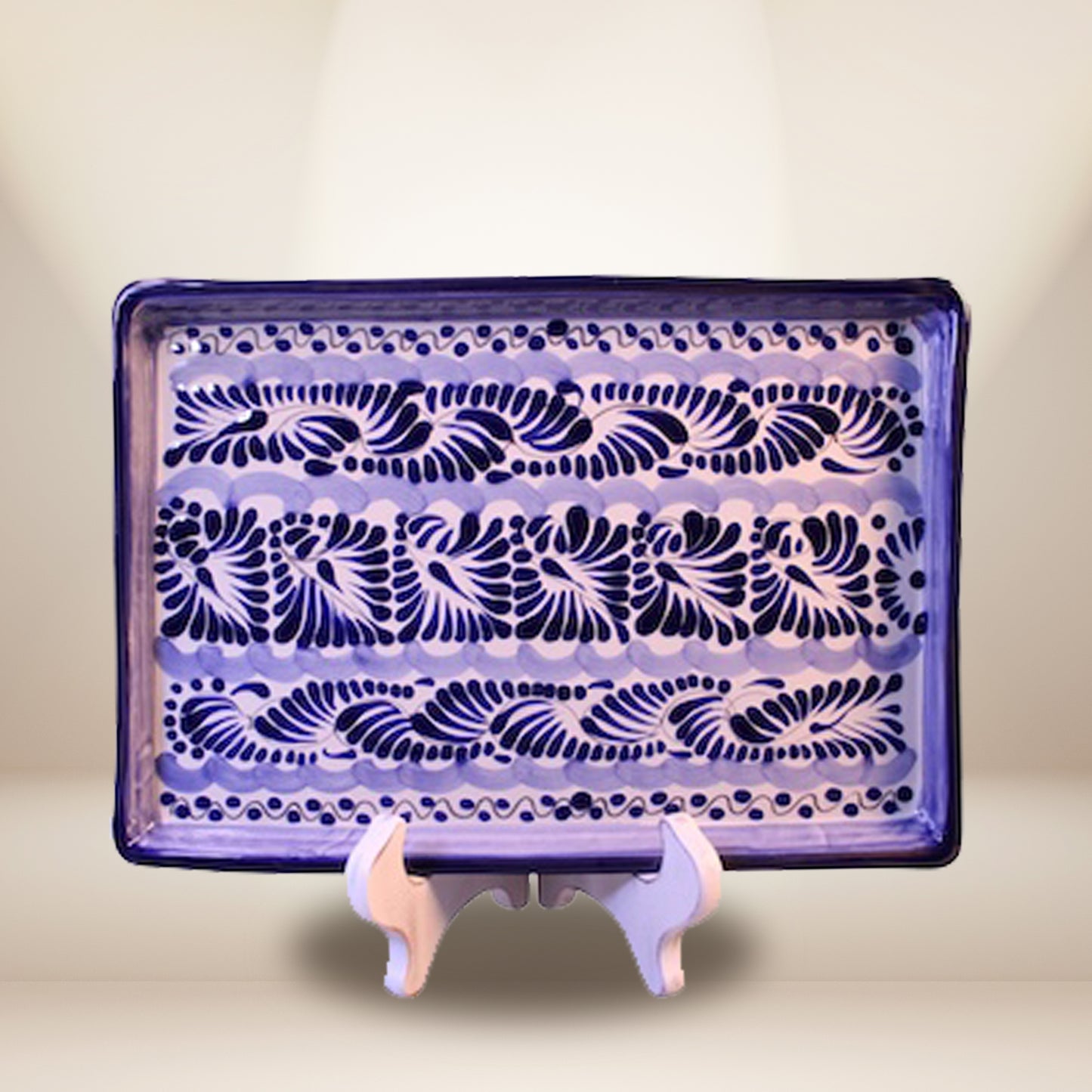Hand-painted Talavera tray - authentic Mexican pottery decorative serving platter