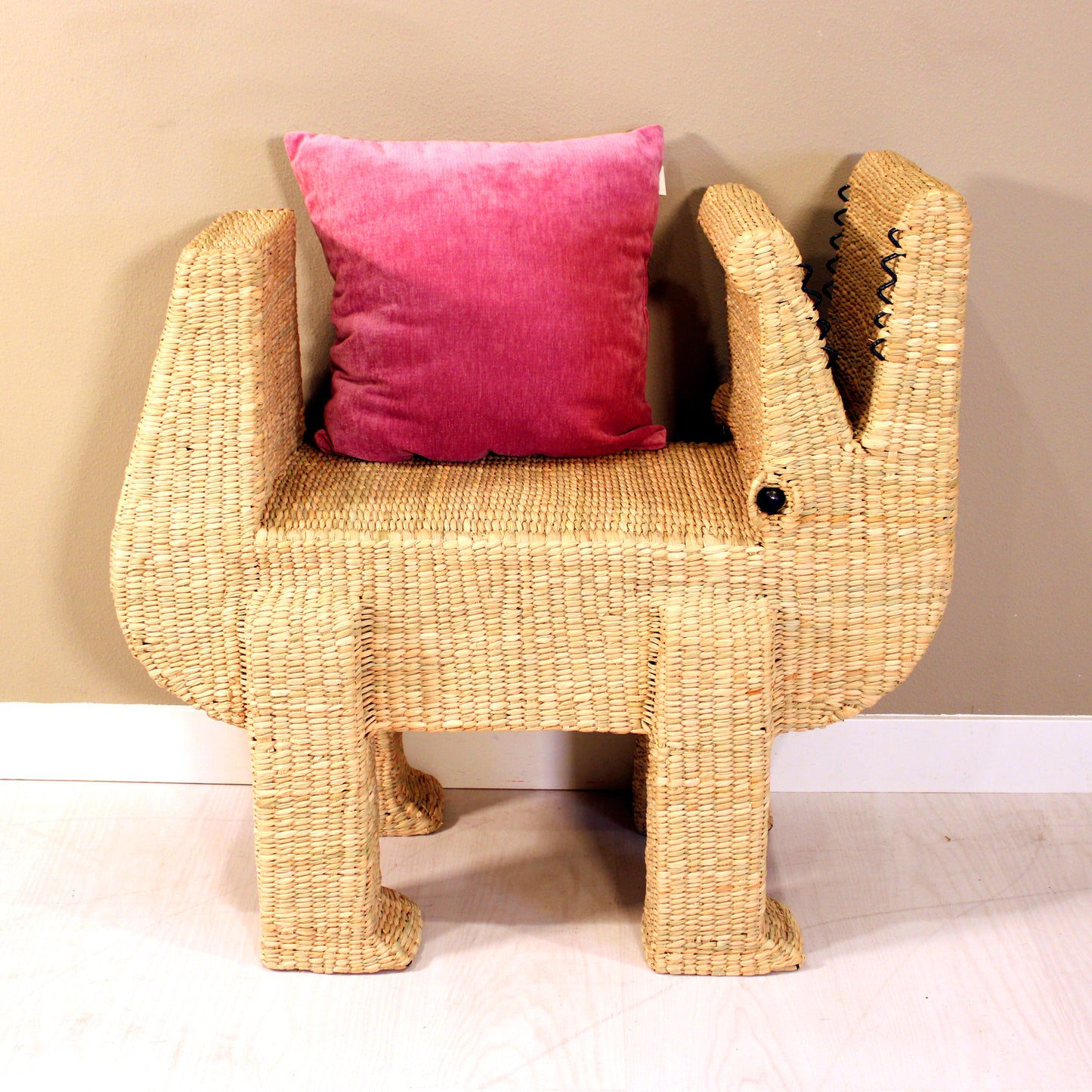 Handwoven Crocodile Bench Small - Natural Reed Chuspata | Mexican Artisan Furniture