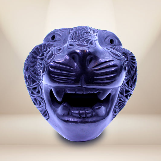 Hand-Carved Black Clay Jaguar Sculpture - Oaxacan Barro Negro | Authentic Mexican Folk Art