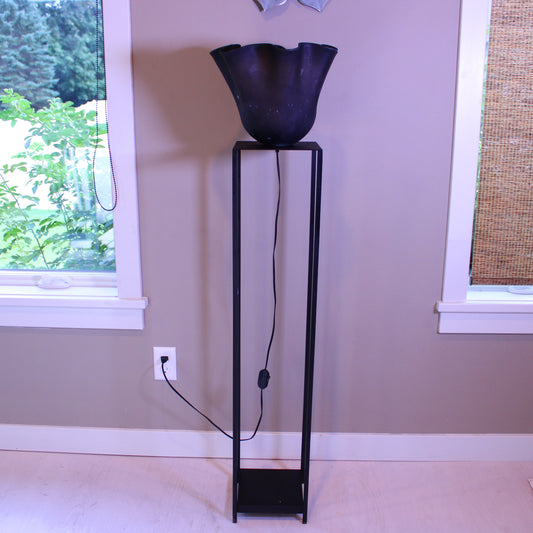 Hand-blown glass floor lamp black 13.5x13 inches - artisan lighting Mexican handcrafted décor