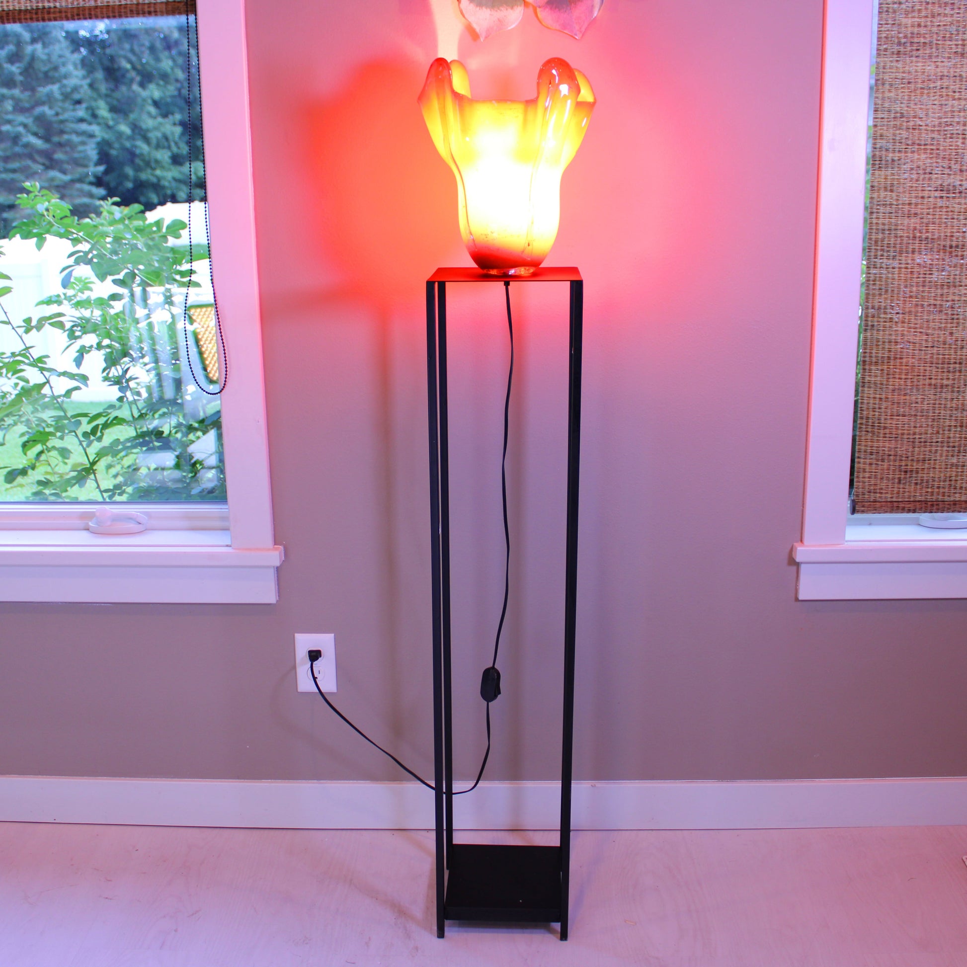 Orange glass floor lamp detail - hand-blown Mexican artisan lighting