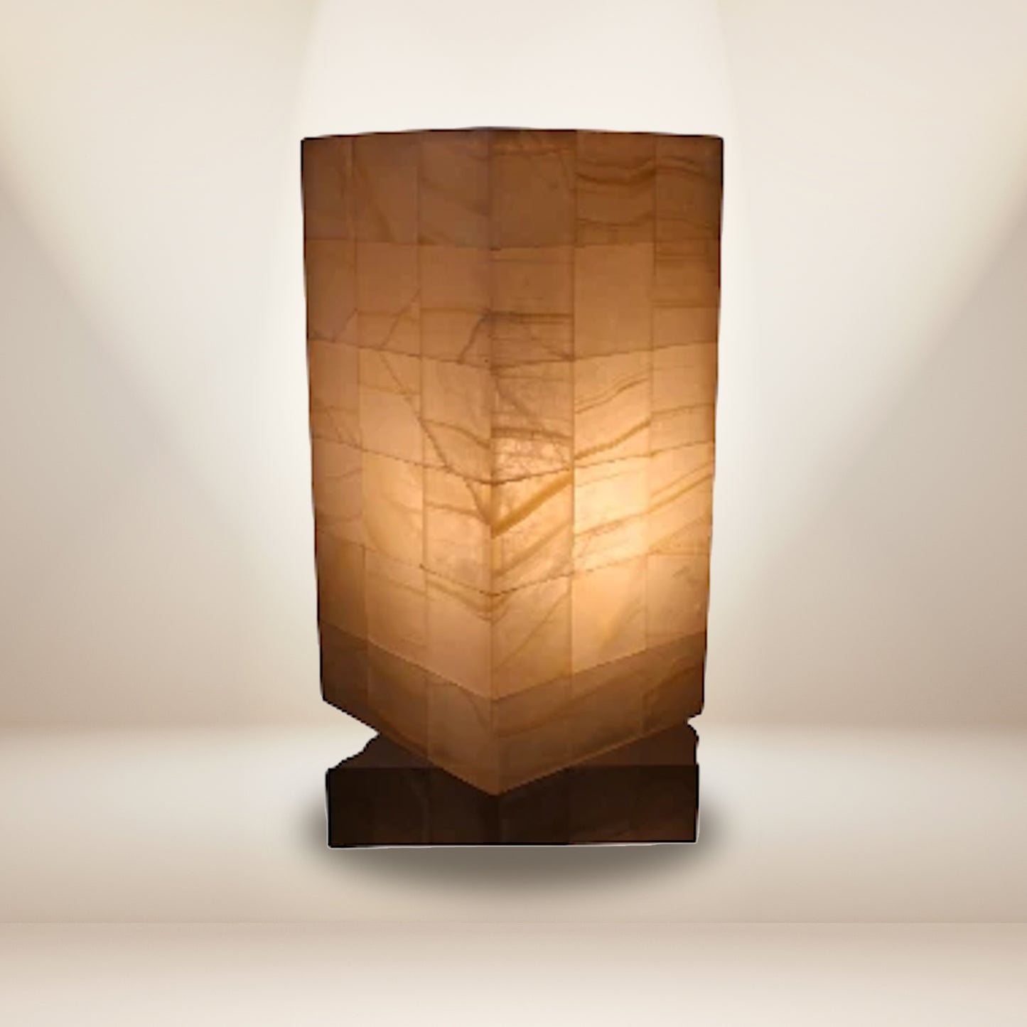 Hand-carved onyx table lamp 8 inches - natural stone Mexican artisan lighting