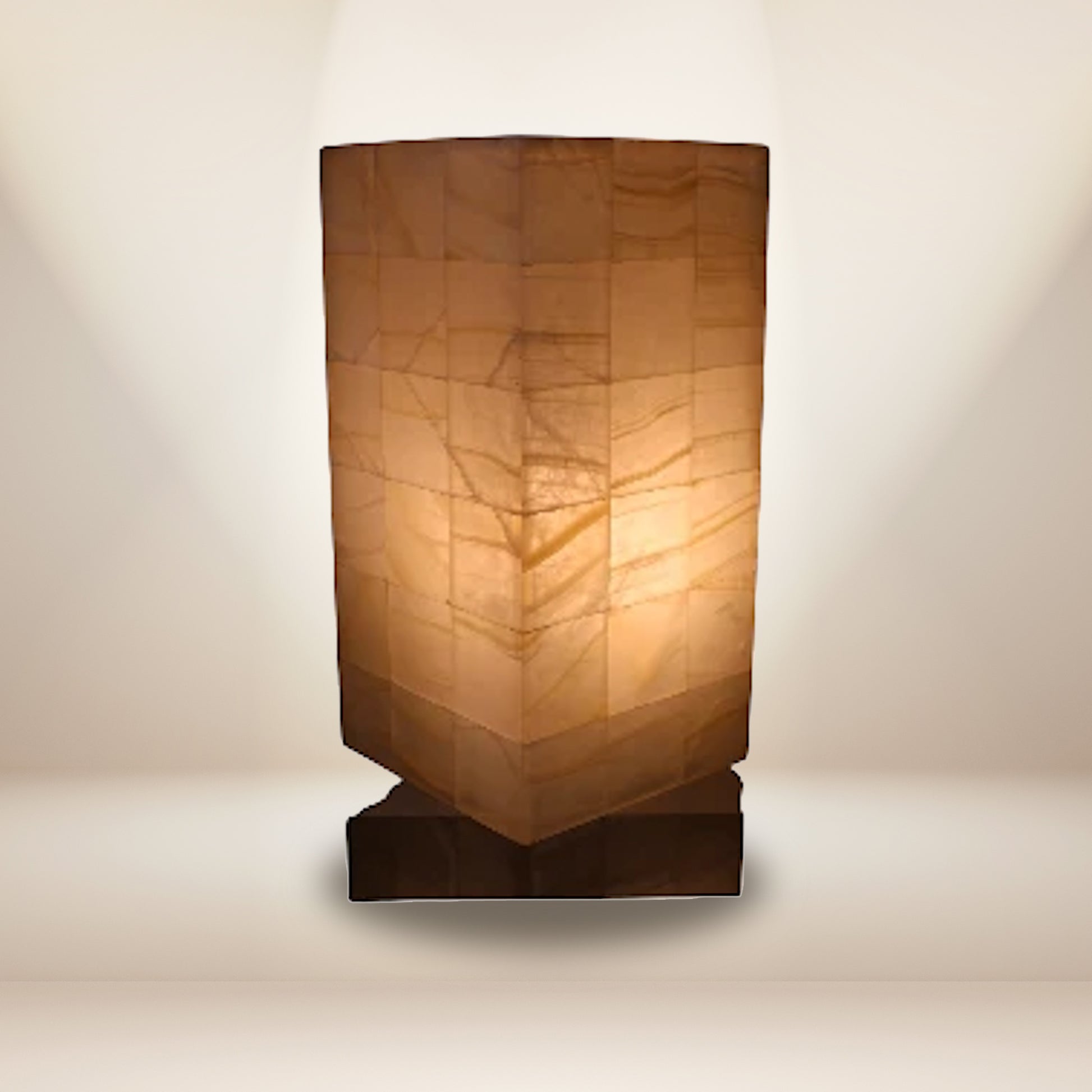 Hand-carved onyx table lamp 8 inches - natural stone Mexican artisan lighting