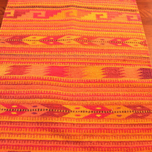 Wool rug large in orange color