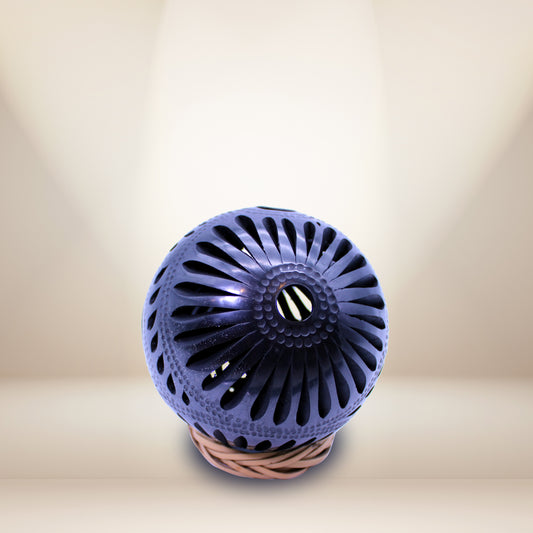 Hand-Carved Black Clay Sphere 4.5" - Oaxacan Barro Negro | Authentic Mexican Pottery