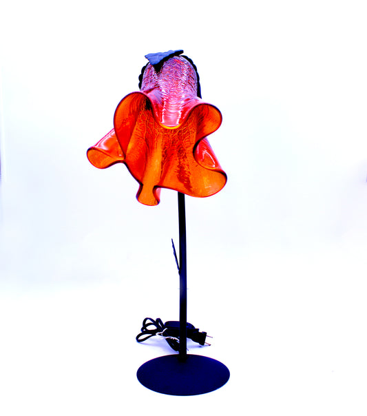 Hand-Blown Glass Table Lamp Orange - Artisan Lighting | Mexican Handcrafted Décor