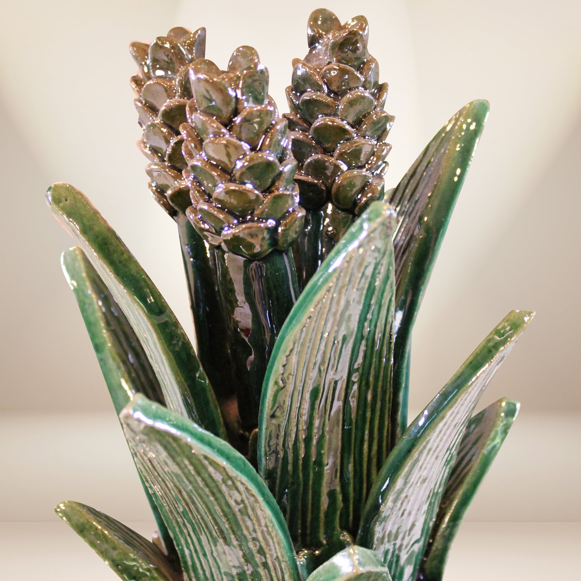 clay pineapple planter Open Glazed Clay Pineapple Decoration - Handcrafted Mexican Artisan Ceramic