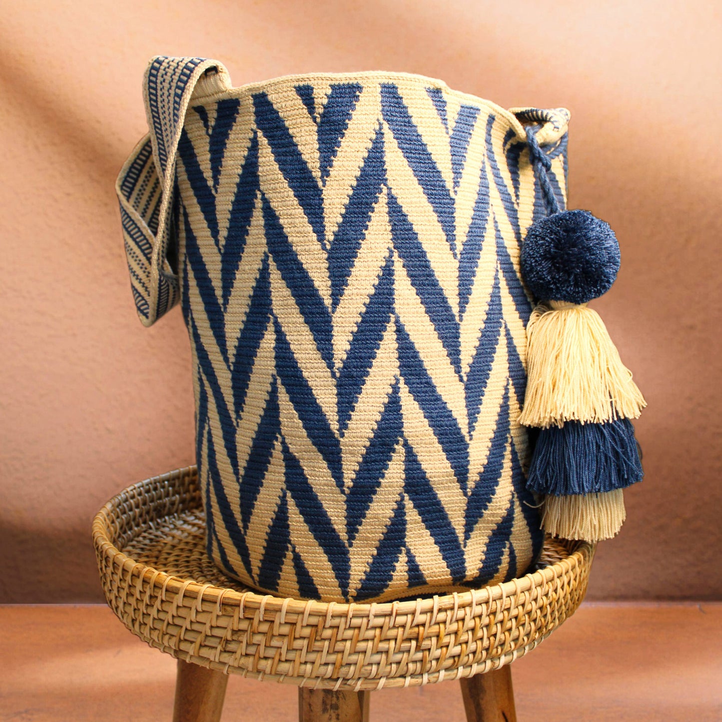 Susu handbag-Blue and beige -HDB-001