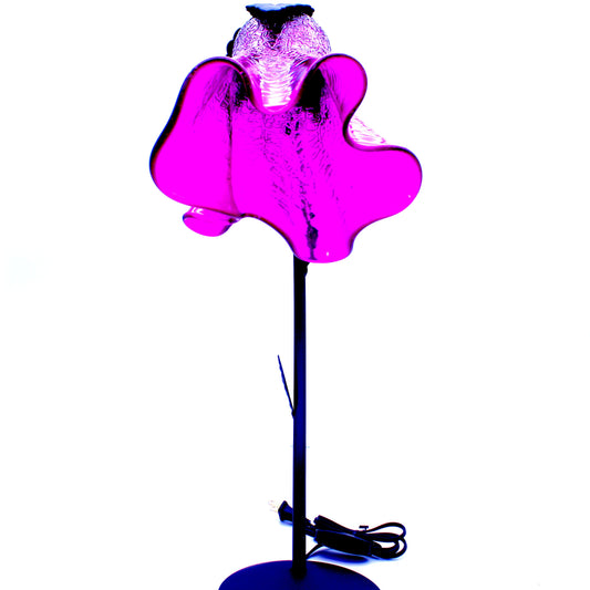 Hand-blown glass table lamp pink - artisan lighting Mexican handcrafted décor
