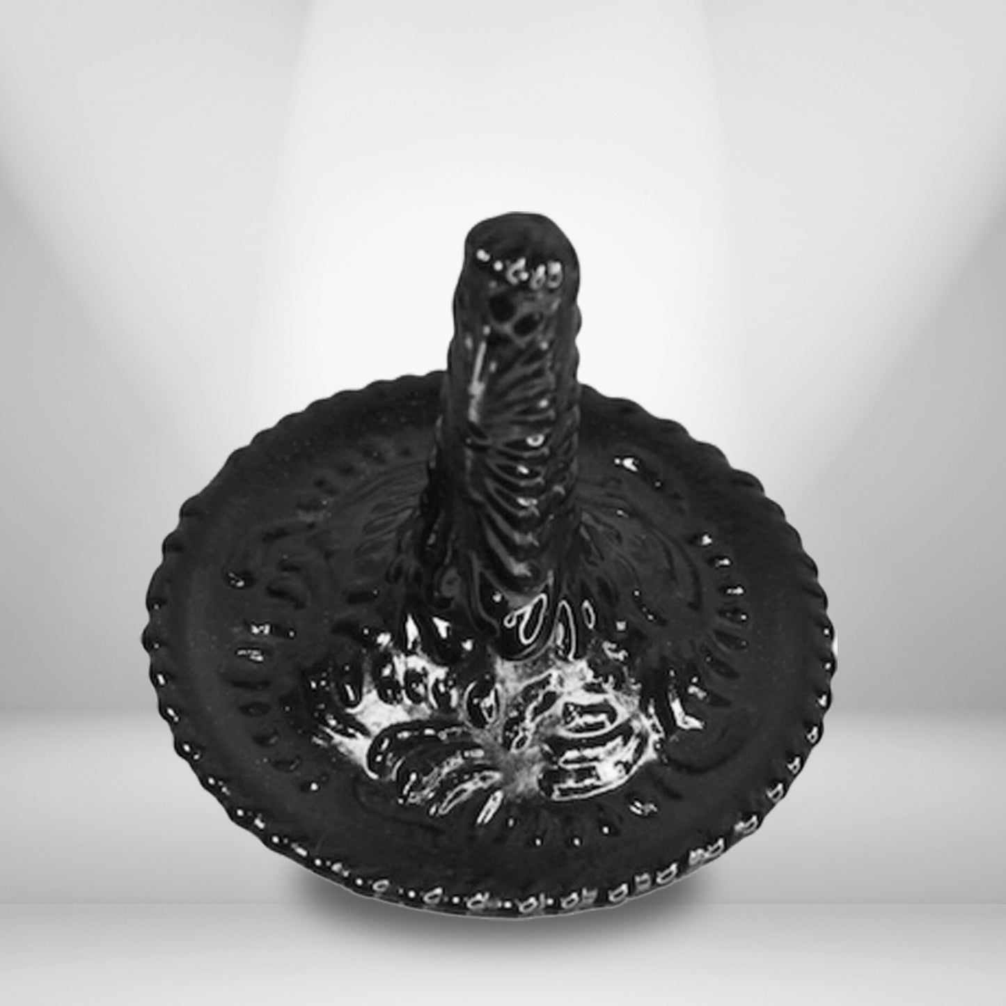 Hand-painted Talavera ring holder black and white - authentic Mexican pottery