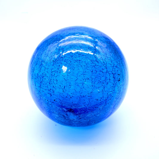 Hand-blown glass sphere light blue - decorative art Mexican artisan home décor