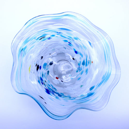 Hand-Blown Glass Candy Tray - Blue | Mexican Artisan Glassware
