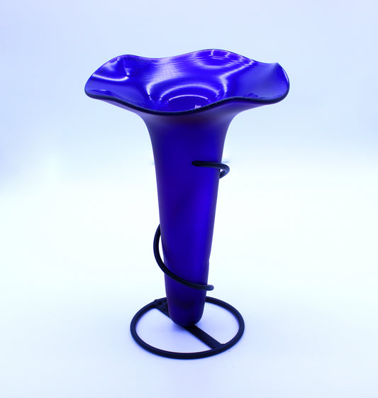 Hand-Blown Glass Flower Vase with Iron Base - Purple | Mexican Artisan Glassware