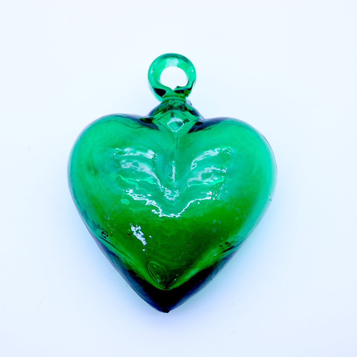 Small Hand-Blown Glass Heart - Green | Mexican Artisan Glassware