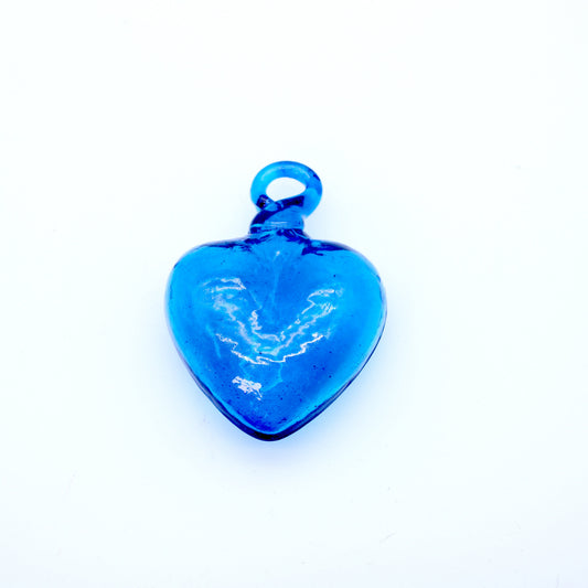 Mini Hand-Blown Glass Heart - Light Blue | Mexican Artisan Glassware
