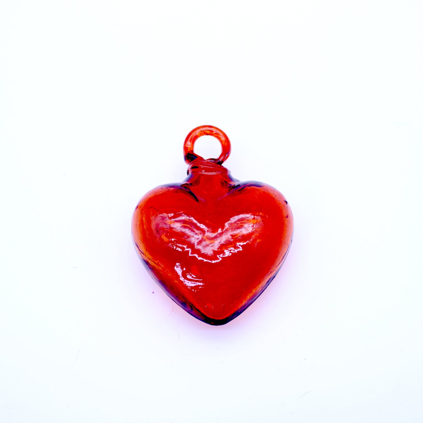 Mini Hand-Blown Glass Heart - Orange | Mexican Artisan Glassware