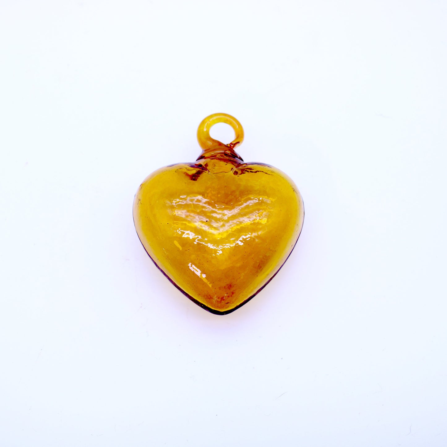 Mini Hand-Blown Glass Heart - Yellow | Mexican Artisan Glassware