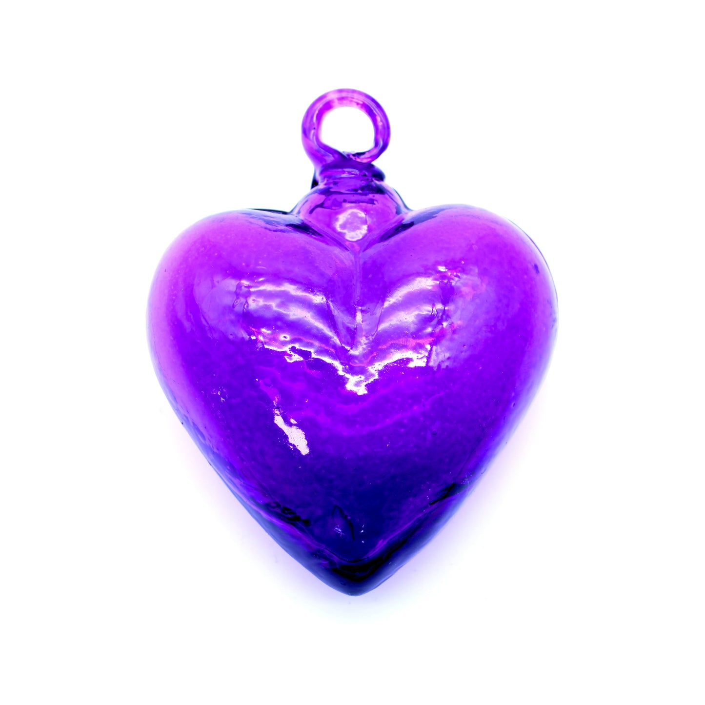 Small Hand-Blown Glass Heart - Purple | Mexican Artisan Glassware