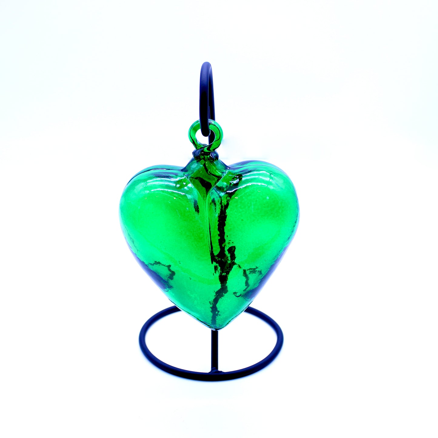 Medium Hand-Blown Glass Heart - Green | Mexican Artisan Glassware (Base Not Included)