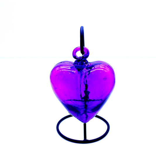 Medium Hand-Blown Glass Heart - Purple | Mexican Artisan Glassware (Base Not Included)