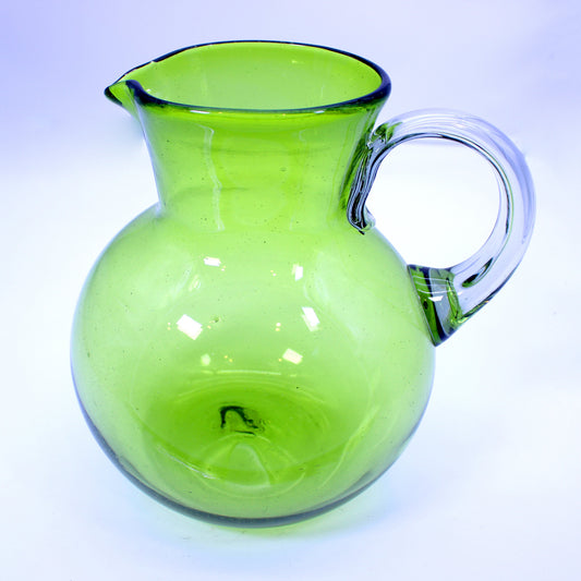 Hand-Blown Glass Pitcher - Green | Mexican Artisan Glassware